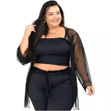 Kimono Moda Plus Size De Tule