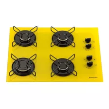 Fogao Cooktop 4 Bocas Amarelo *mega Chama* Gás Encanado (gn)