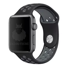 Pulseira Furos Preto Cinza Compatível Com Apple Watch