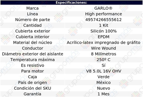 Cable Bujia Garlo High Performance Toronado 16v Ohv 80 A 85 Foto 2