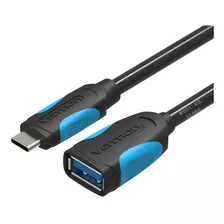 Cable Adaptador Usb A 3.0 Otg Vention Para Teléfono Celular Usb C De 25 Cm, Color Negro