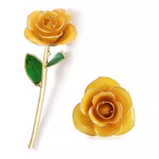 Rosas Chapadas En Oro De 24 Quilates, Rosas De Tallo Largo L