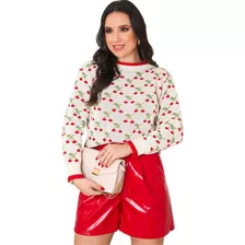 Blusa Suéter Cereja Cherry Tricot R124