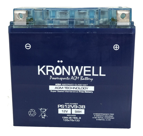 Bateria Kronwell Gel 12n9-3b / Yb9l-b Kawasaki Ex 250 Ninja