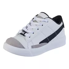 Tenis Urbano De Niño Estilo 0058 Color Blanco Negro