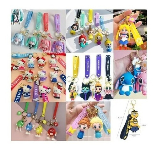 Llavero Importado Goma Personajes Disney Kitty Anime Princes