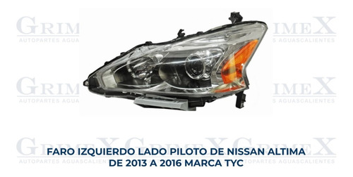 Faro Nissan Altima 2013-13-2014-14-2015-15-2016-16 Tyc Ore Foto 2