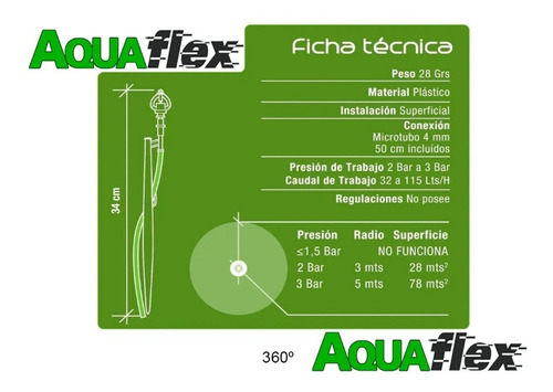 Micro Aspersor Riego Giratorio Con Estaca - Radio 3,5 A 5 Mt