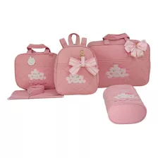 Kit Bolsa Maternidade 5 Pçs Nuvem Rosa Menina