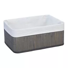 Cesto Organizador Caja Bambu Gris 38x28x16cm Plegable Baño