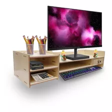 Soporte Monitor Organizador De Escritorio C Cajonera Llave 