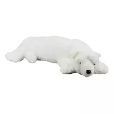 Urso Polar Deitado De Pelúcia Realista Presente 60 Cm Cor Branco