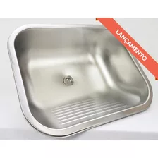 Tanque Lavar Roupa Grande Inox Acetinado 27l Valvula E Sifao Cor Fosco