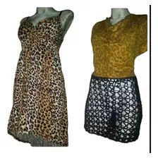 Pack Vestido Animal Print Cola De Pato + Vestido Con Tejido