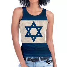 Camiseta Regata Bandeira Israel Feminina Blusa