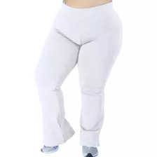 Calça Flare Bailarina Plus Size Branca Power Suplex Wolfox