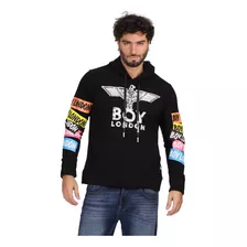 Sudadera Negra Con Gorro Hombre Mangas De Colores Boy London