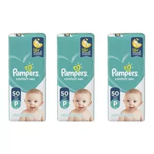 Kit 3 Fraldas Infantis Pampers P Com 50 Unidades