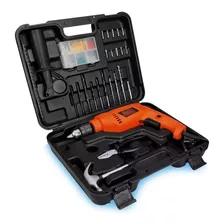 Furadeira De Impacto 13mm Black Decker, Modelo Hd555k88, Furadeira Elétrica Profissional Com Maleta De Ferramentas E 82 Acessórios, Potência 550w, 220v