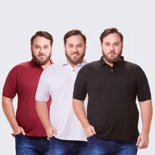 Kit 3 Camisa Polo Masculina Plus Size Social Blusa G1 Ao G5