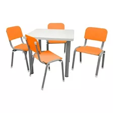 Conjunto Mesa Com 4 Cadeiras Infantis LG Flex Laranja