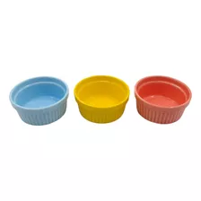 Pocillos Cuencos Bowl Ceramica Set 3 Pzas Salsero Colores
