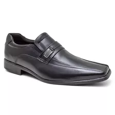 Sapato Formal Social Preto Couro Legitimo Elastico Conforto