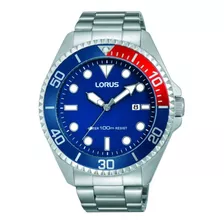 Reloj Lorus Caballero Resistente Al Agua Rh941gx9 Color De La Correa Acero Color Del Bisel Azul Con Rojo Color Del Fondo Azul