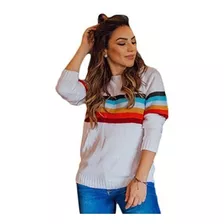 Blusa Outono Inverno Tricot Listrada Meia Estação Oferta