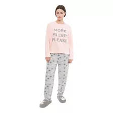 Pijama Mujer Polar Básico Coral Estrellas Corona