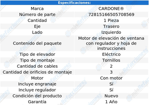 1 Elevador Vidrio Elect Tras Izq Freelander 02 Al 05 Cardone Foto 5