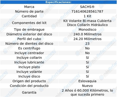 Clutch Audi Tt L4 2.0l 2007-2011 Sachs Calidad Oem Foto 2