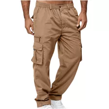 B Hombre Pantalones Liso Casual A2 Múltiples Bolsillos Exter