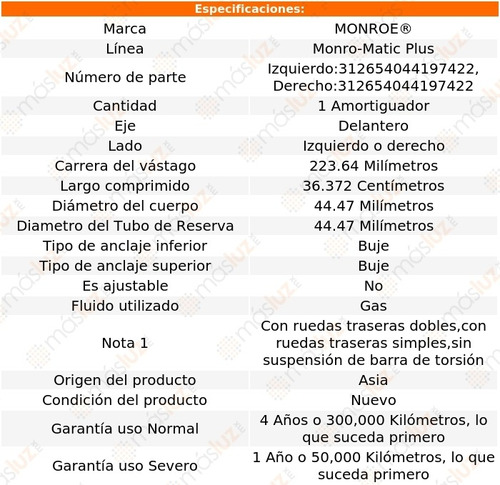 (1) Amortiguador Del Monro-matic Plus Der O Izq J-210 63/65 Foto 2