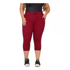 Calça Plus Size Corsario Feminina Com Elastano Capri 3/4 