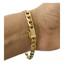 Pulseira Masculina Folheada Ouro 18k 7mm Grumet Fecho Gaveta