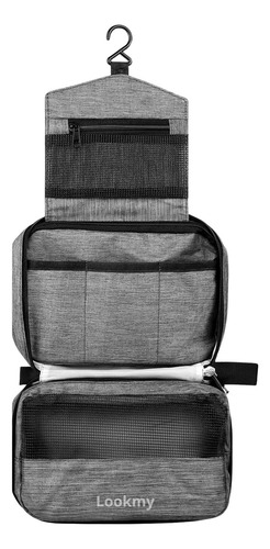 Portacosméticos Hombre Baño Viaje | Neceser Cosméticos Impermeable Lookmy  | Porta Cosméticos Con Percha Gris |