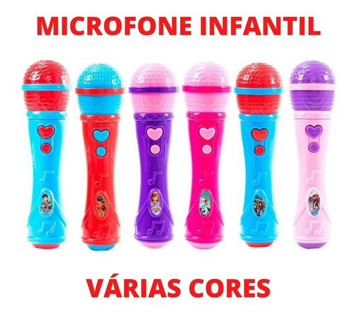 Microfone Infantil Sai A Voz E  Toca Musica Brinquedo  