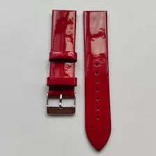 Pulseira Para Relógio Em Couro Ecológico Vermelho 22 Mm