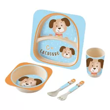 Conjunto Refeição Alimentação Bebê Cachorrinho 5 Peças Zoop