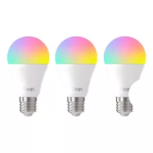 3 Ampolletas Inteligentes Rgb Multicolor + Blancos E27 9w