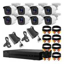 Hilook Kit Video Vigilancia 8 Cámaras Metálicas Turbo Hd 720p Con Visión Nocturna Circuito Cerrado De Alta Resolución