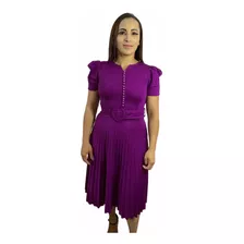 Vestido Feminino Plissado Moda Cristã Evangélico