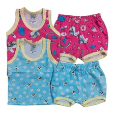 2 Conjuntos Pijama Menina Infantil Meia Malha Algodão Poá 