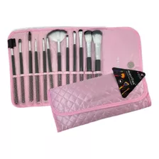 Kit Pincéis Necessaire Macrilan Rosa 12 Unidades