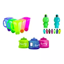 25 Vasos Licuachela 25 Kittychelas 25 Rotochelas Fiesta Neon