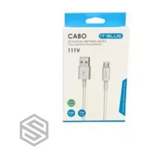 Cabo V8 Usb Micro Usb 1 Metro Carga E Dados Alta Qualidade Cor Branco