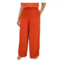 Calça Feminina Plus Size Viscose Linho Cereja Rosa