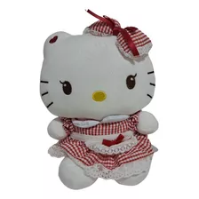 Boneca De Pelúcia Hello Kitty Vestido Xadrez Sanrio 21 Cm