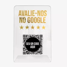 Placa Avaliar Google Meu Negócio 5 Estrelas Espelhada Acril